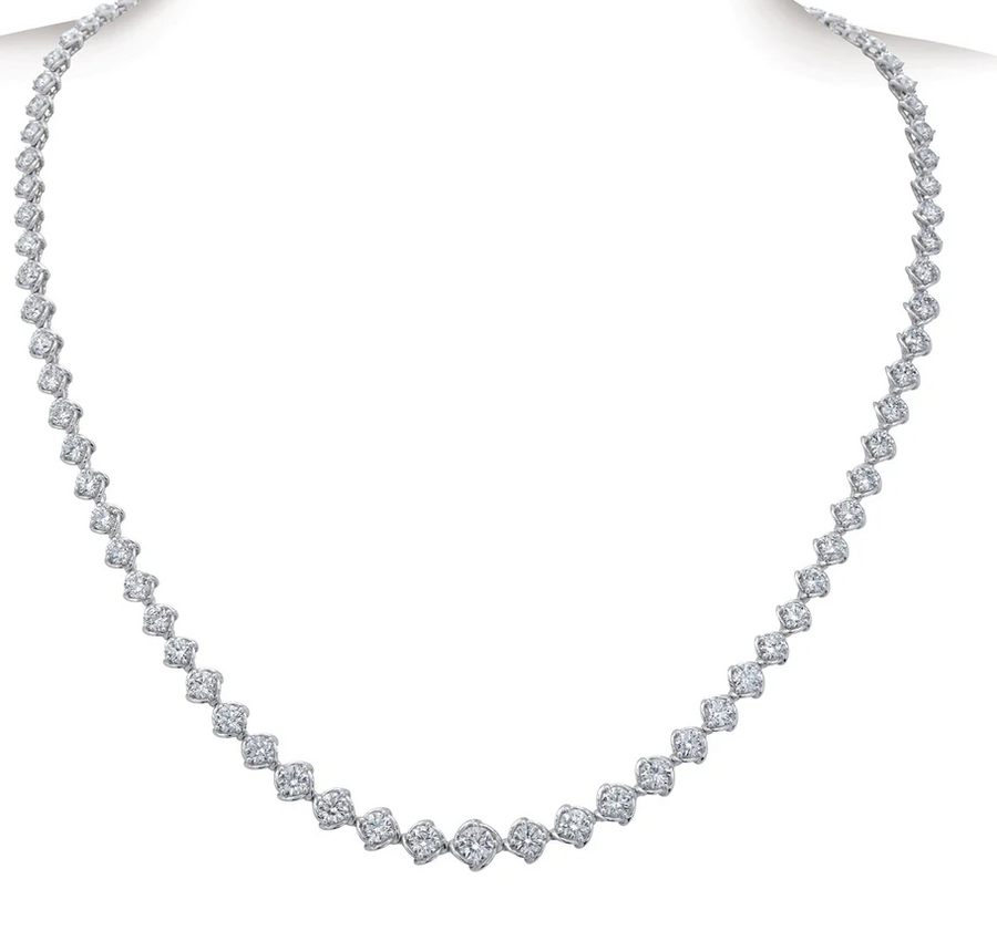 A Link 18kt White Gold Diamond Tennis Necklace
