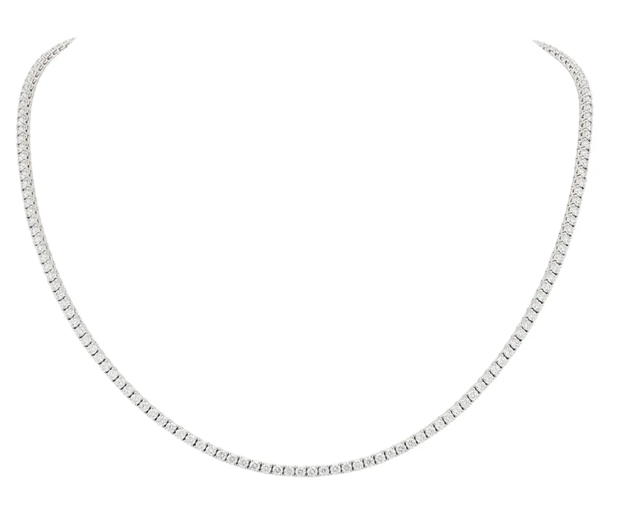 A Link 18kt White Gold Diamond Tennis Necklace