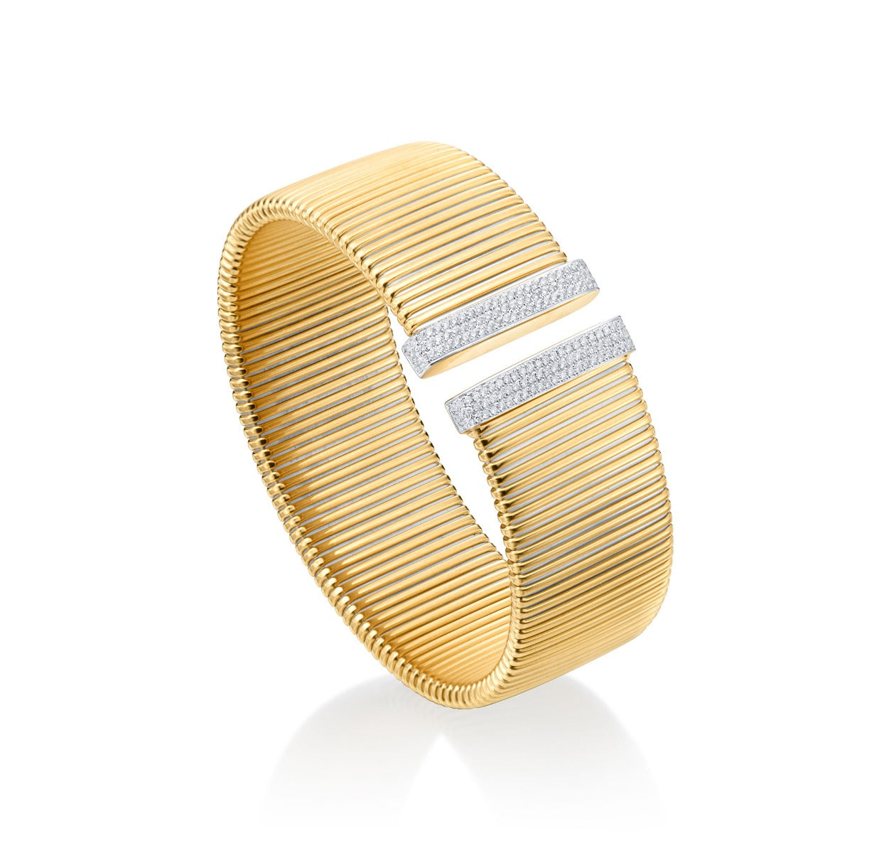 Antonio Papini Diamond Stretch Cuff Bracelet in 18kt Yellow Gold