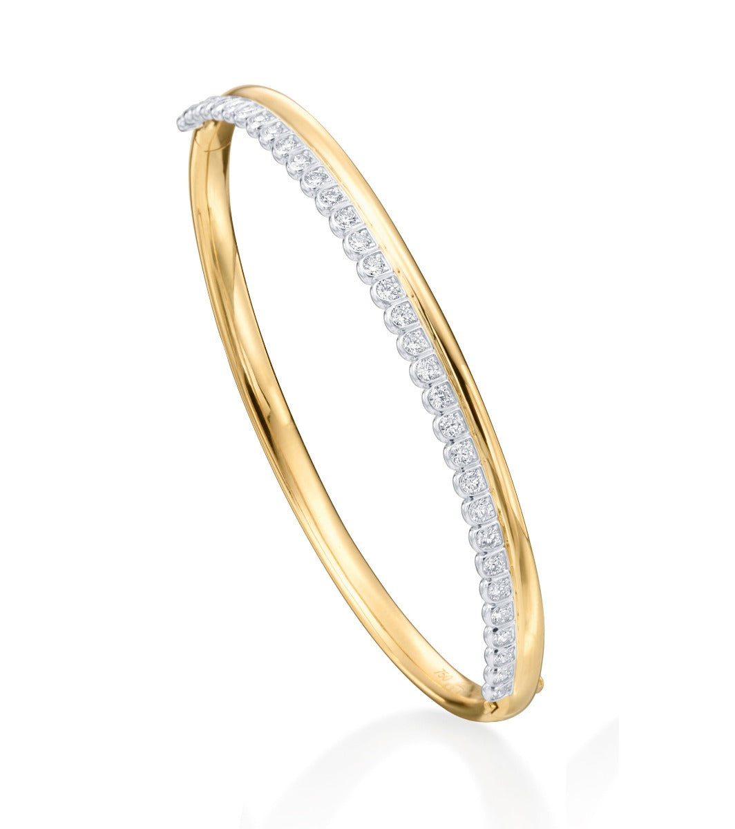 Louis Anthony Jewelers Sirena Two-Row Bangle with Diamonds in 18kt Gold