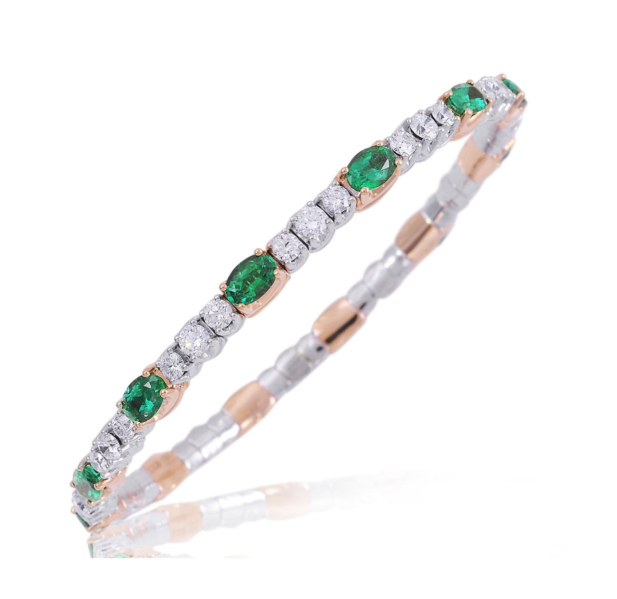 Picchiotti Xpandable ™ 18kt White and Yellow Gold Emerald And Diamond Bracelet