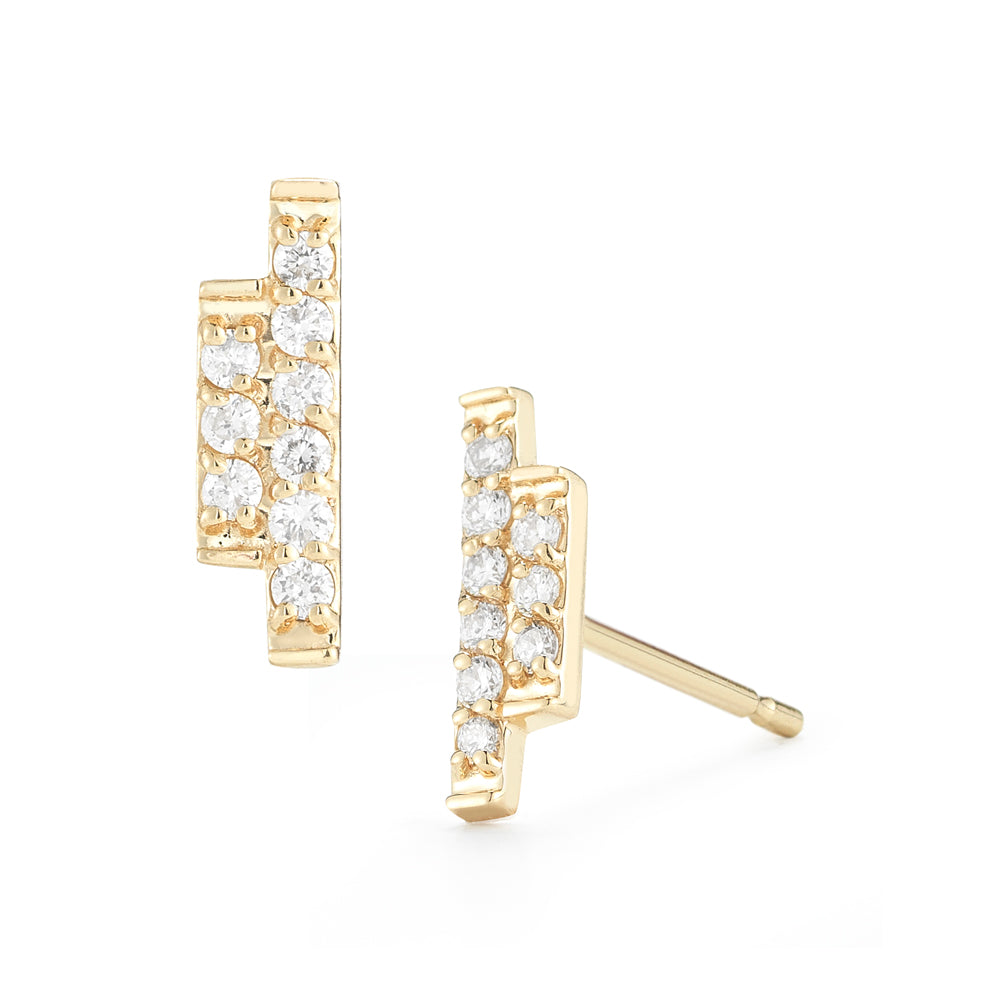 Barbela Design Diamond Sidebar Earrings 14kt Yellow Gold Earrings