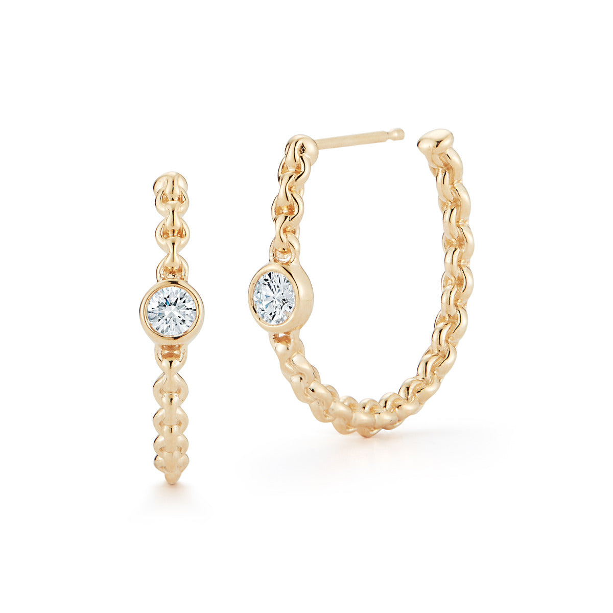 Barbela Design Diamond Dani 14kt Yellow Gold Hoop Earrings