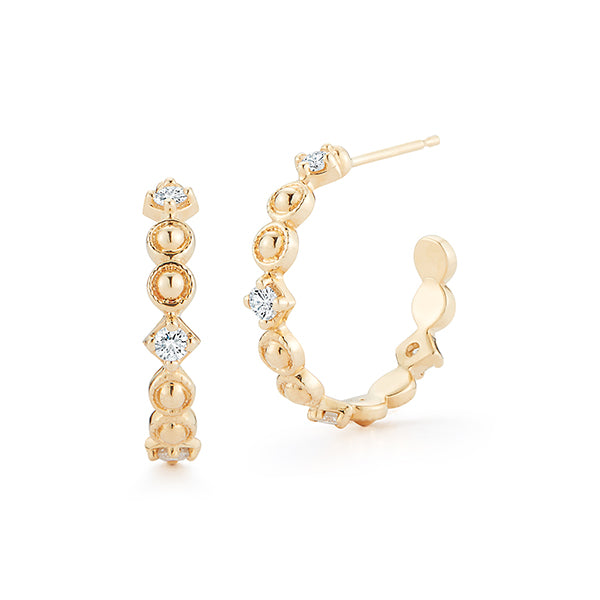 Barbela Design Diamond Greta Hoops 14kt Yellow Gold Earrings