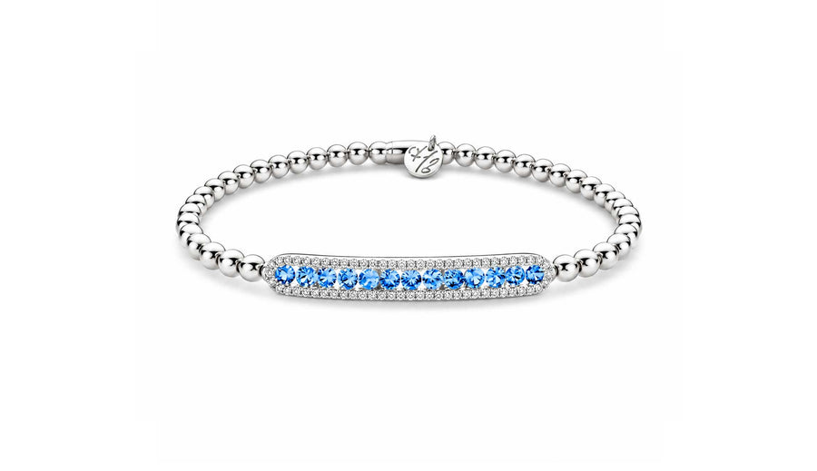 Tresore" Sapphire & Diamond Bar Bracelet in 18kt White Gold