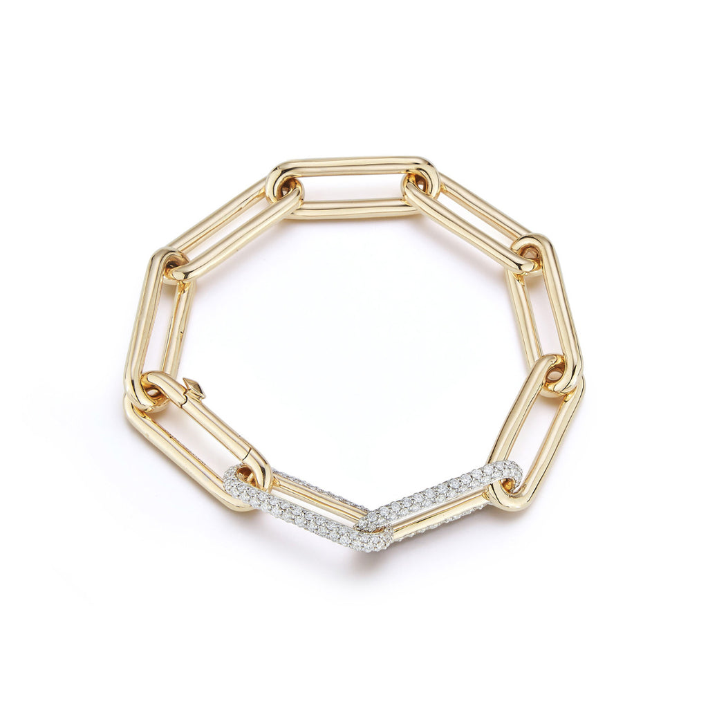 Walters Faith “Saxon” 18k Yellow Gold Bracelet With Double Diamond Links