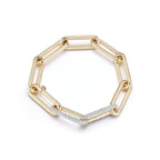 Walters Faith “Saxon” 18k Yellow Gold Bracelet With Double Diamond Links