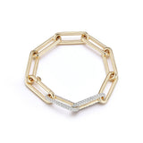 Walters Faith “Saxon” 18k Yellow Gold Bracelet With Double Diamond Links