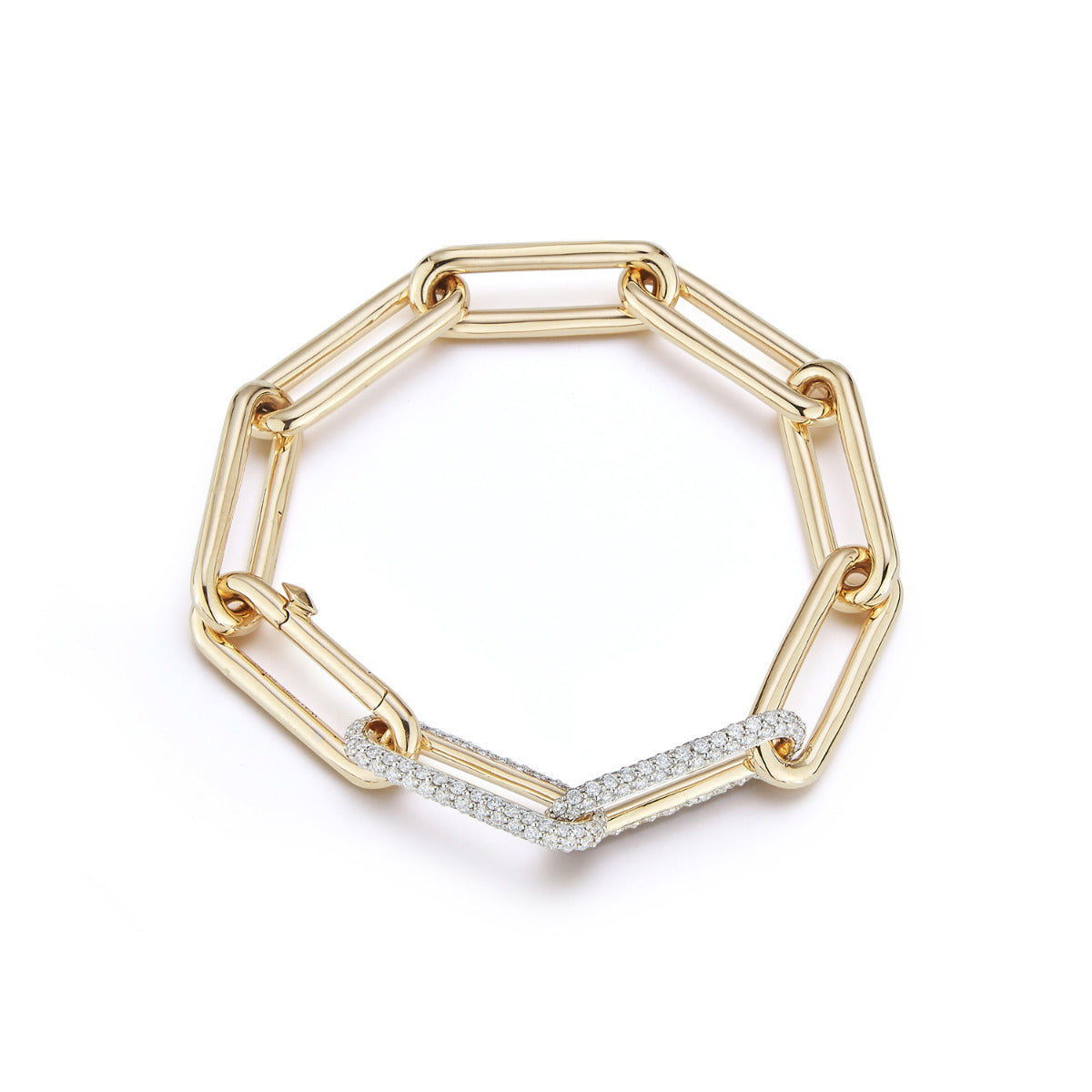 Walters Faith “Saxon” 18k Yellow Gold Bracelet With Double Diamond Links