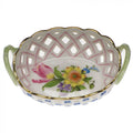 Herend Small Openwork Basket With Handle - Multicolor