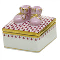 Herend Baby Bootie Box - Raspberry