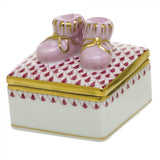 Herend Baby Bootie Box - Raspberry