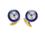 Deakin & Francis 18kt Gold Round Crystal Cufflinks with Sapphire Center