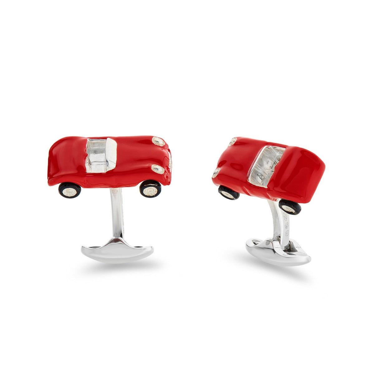 Deakin & Francis Sterling Silver Red Enamel Toy Sports Car Cufflinks