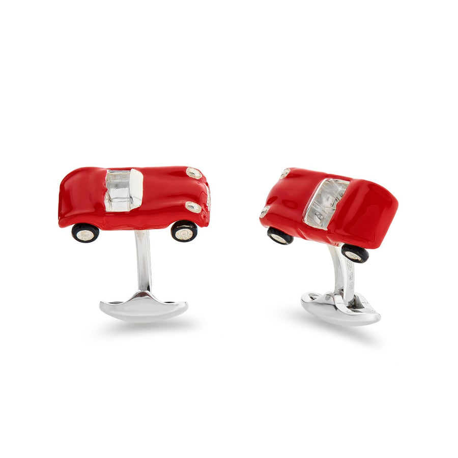Deakin & Francis Sterling Silver Red Enamel Toy Sports Car Cufflinks
