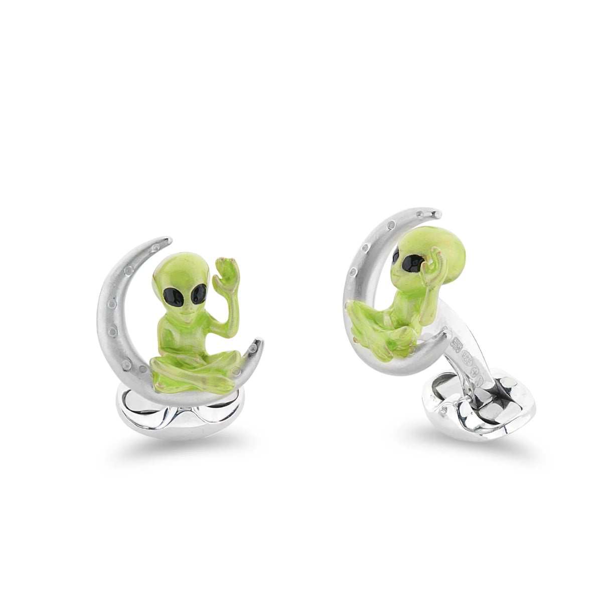 Deakin & Francis Sterling Silver Alien And Moon Cufflinks