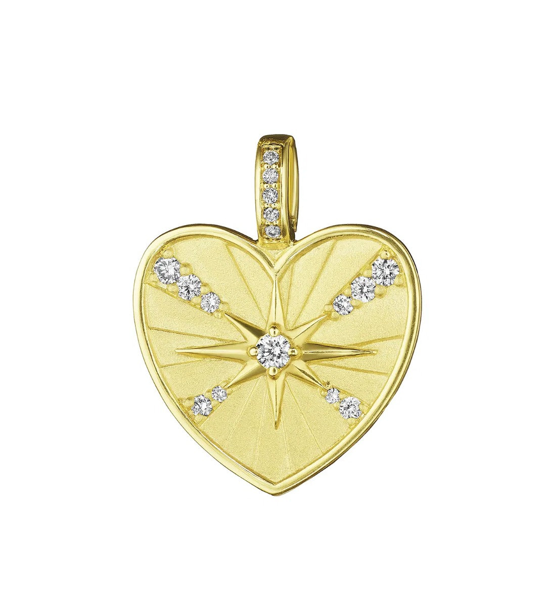 Penny Preville Petite Starburst Heart Medallion in 18kt Gold