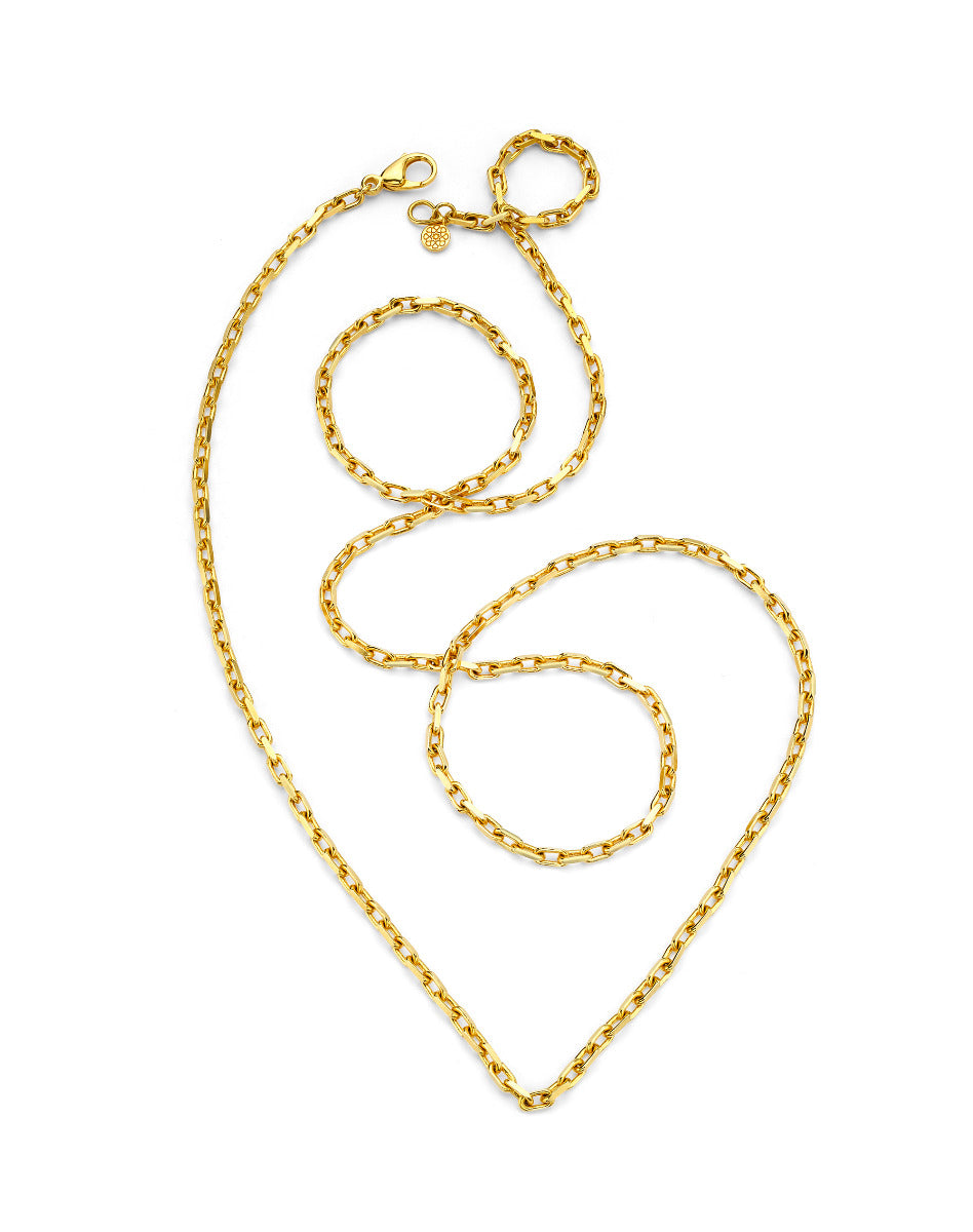Buddha Mama Diamond Cut Cable 20kt Yellow Gold Chain, 20"