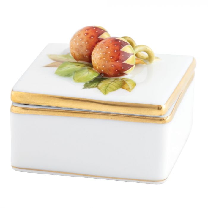 Herend Square Box With Strawberries