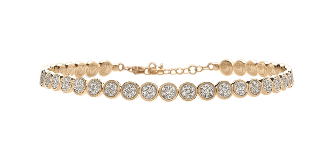 "Paillettes" Diamond Bangle Bracelet in 18kt Pink Gold