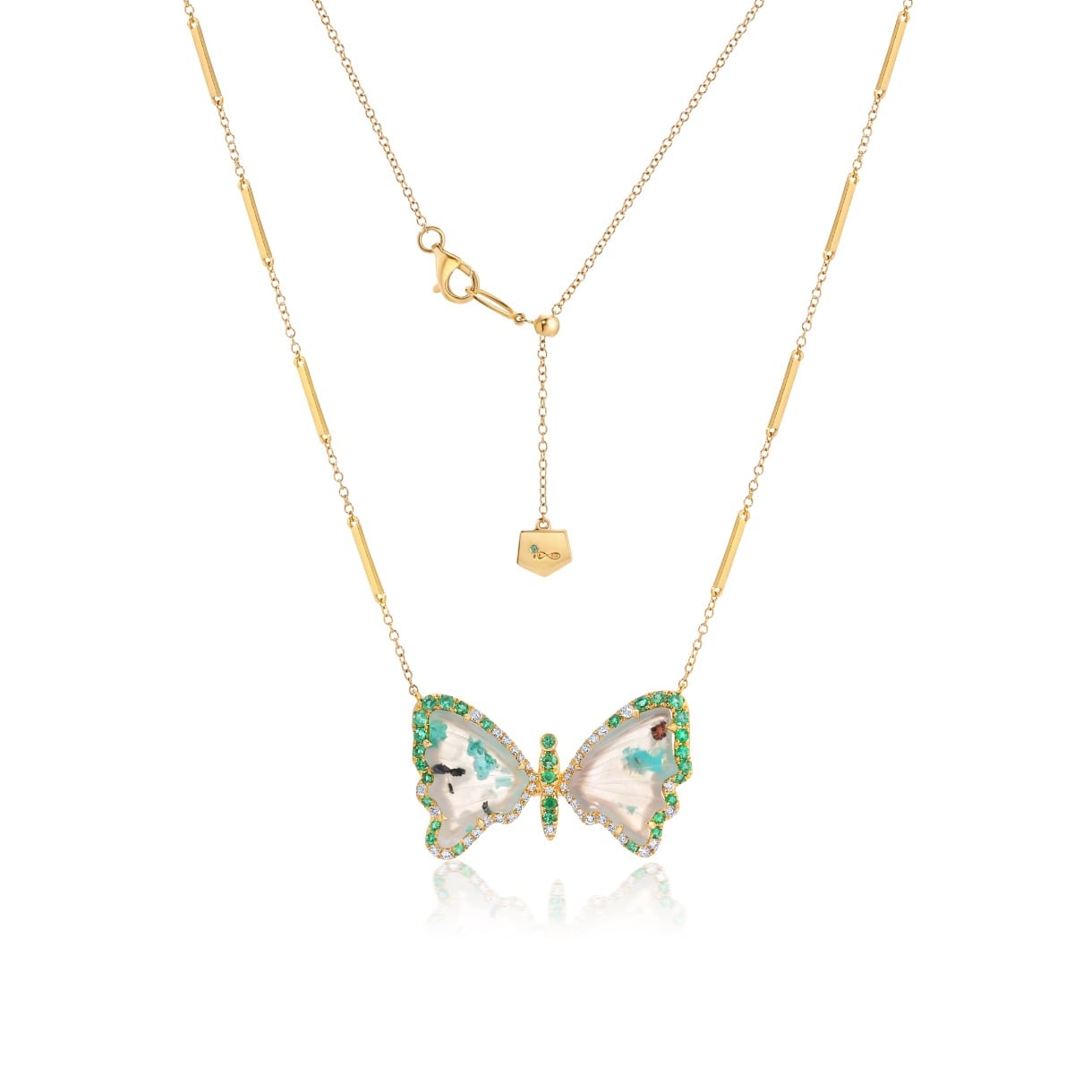 Graziela Gems Chalcedony and Diamond Butterfly Necklace