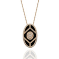 Terzihan Diamond Black Enamel Shield Pendant Necklace in 18kt Yellow Gold