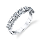 Louis Anthony Jewelers Platinum Alternating Diamond Halfway Band