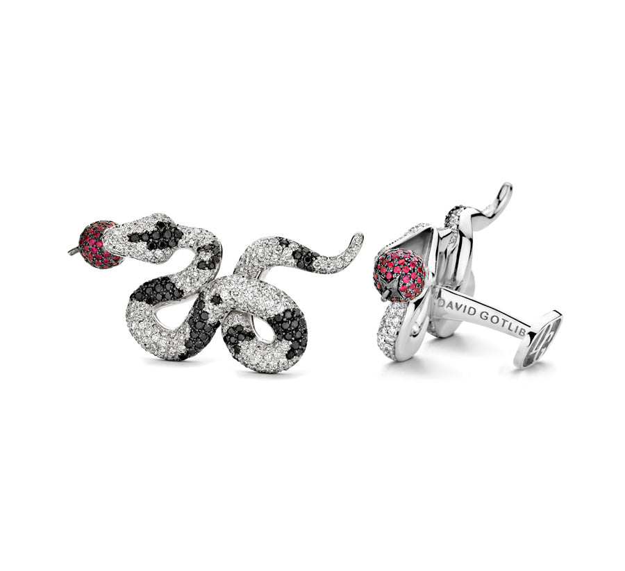 David Gotlib "Life Is Beautiful" Adam & Eve Diamond & Ruby Cufflinks in 18kt White Gold