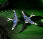 "Blue Bird" Diamond & Sapphire  Cufflinks in 18kt White Gold