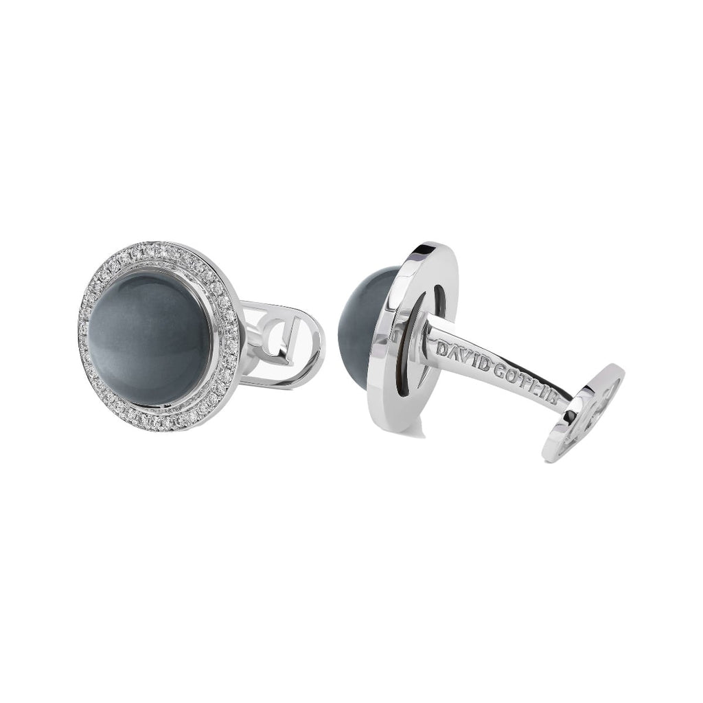 David Gotlib "Grey Moon" Diamond Cufflinks in 18kt White Gold