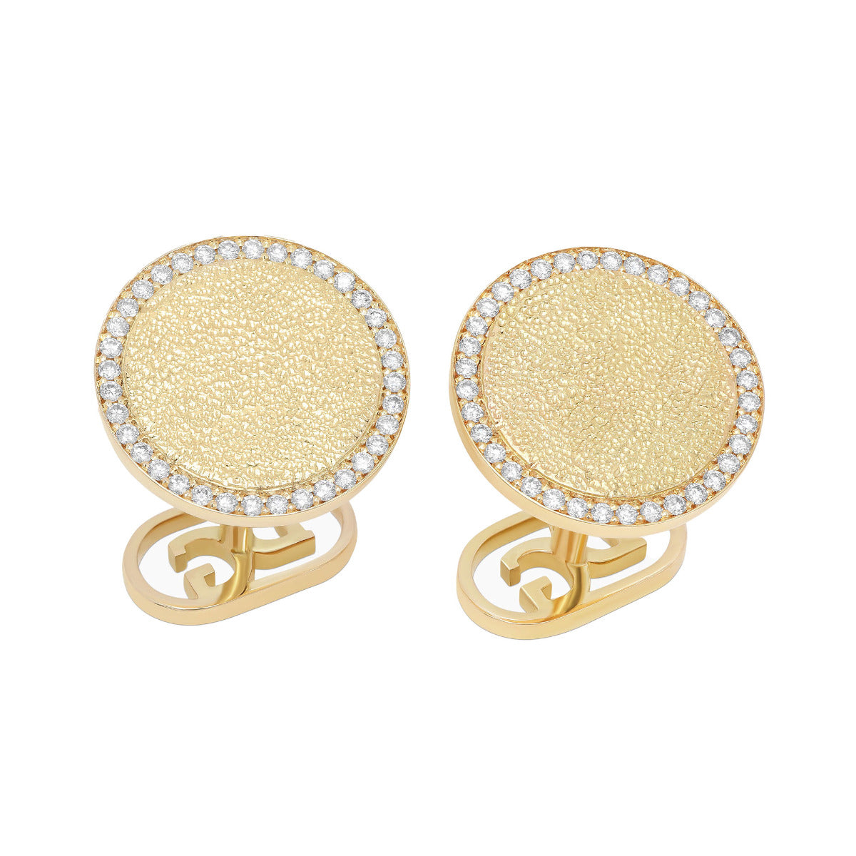 David Gotlib "Illumination" Round Diamond Cufflinks in 18kt Yellow Gold