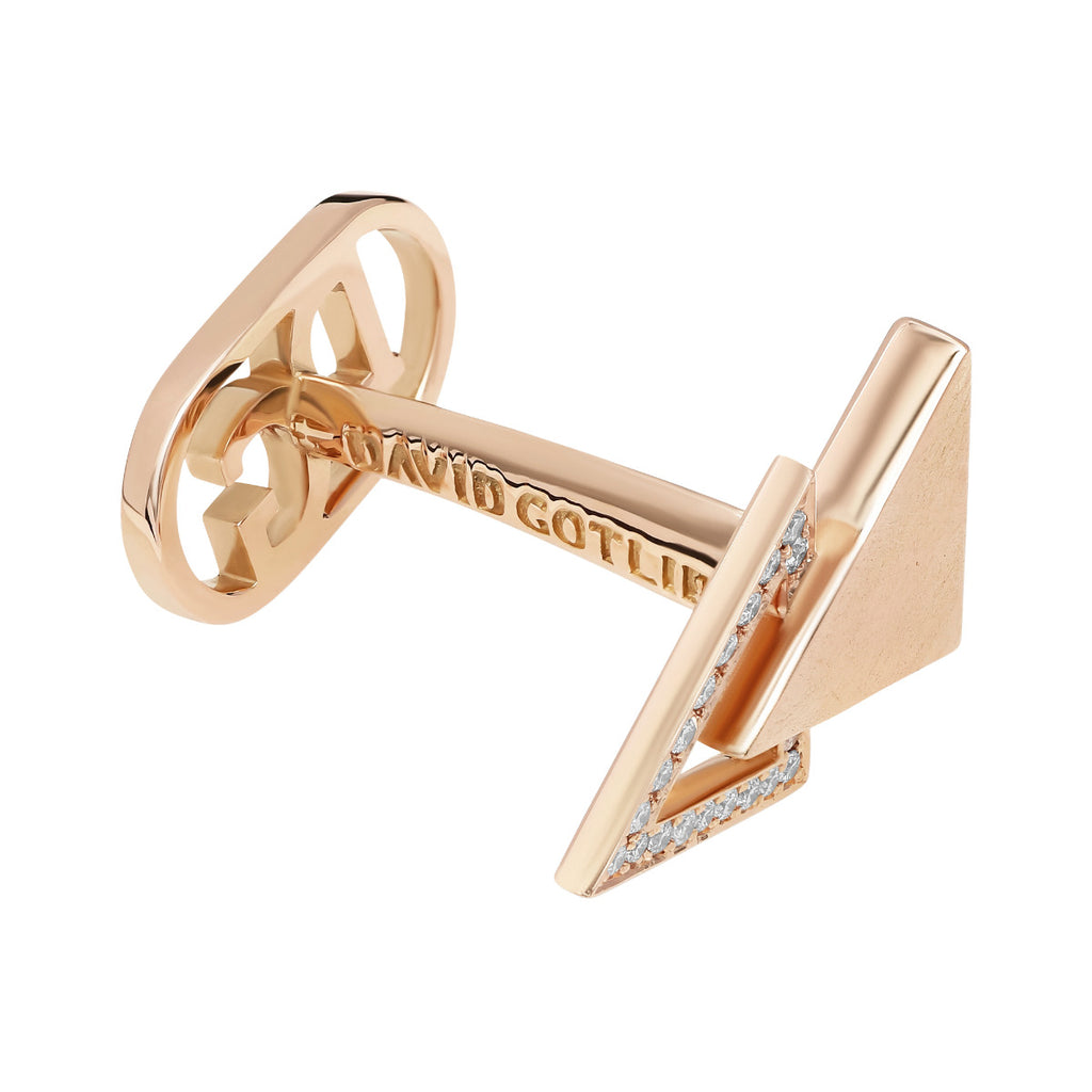 "Partnered Triangle" Diamond Cufflinks in 18kt Pink Gold