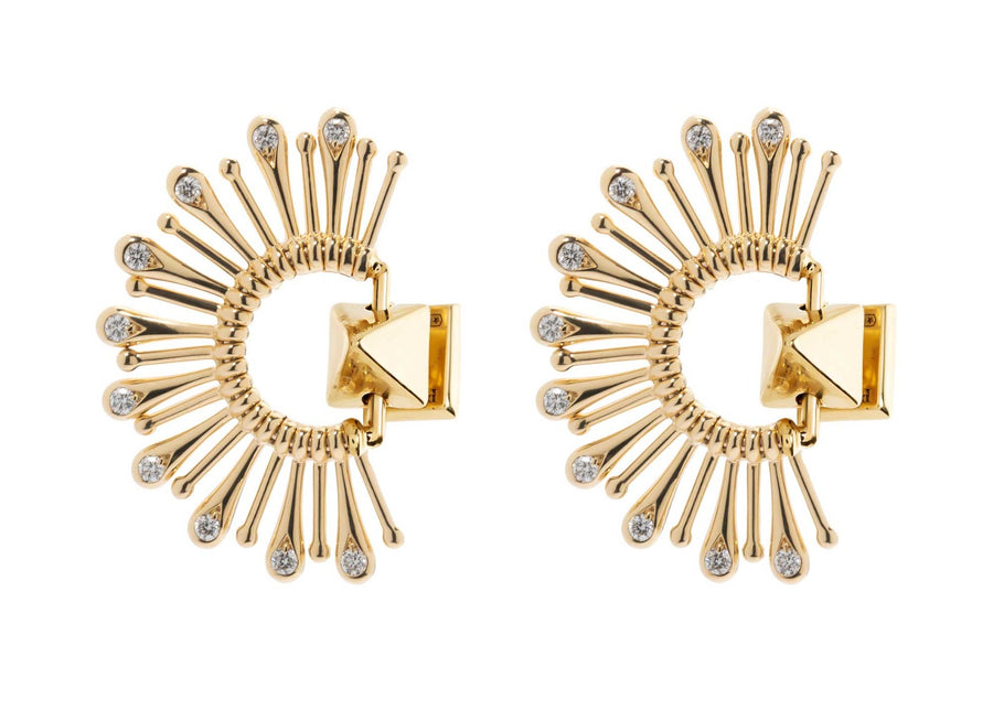 Peruffo Diamond Stud Fringe Earrings in 18kt Yellow Gold