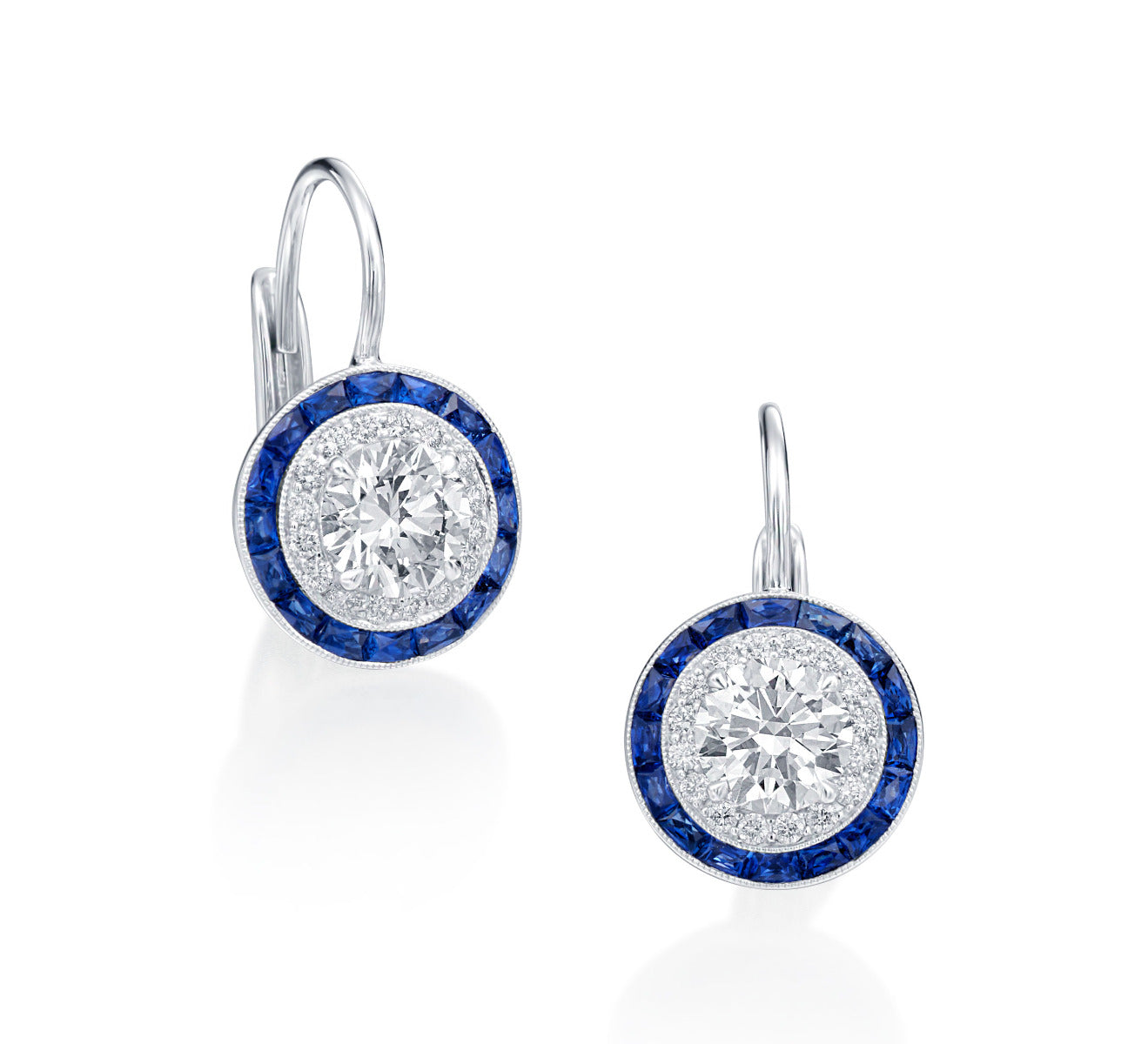 Louis Anthony Jewelers 18kt Gold Diamond & Sapphire Drop Earrings
