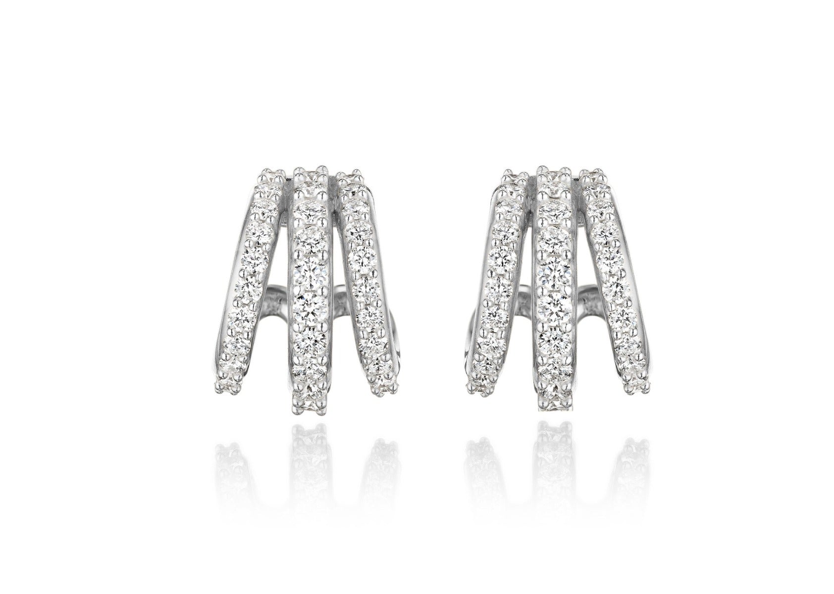 Penny Preville 18kt White Gold Diamond Three Hoop Earrings