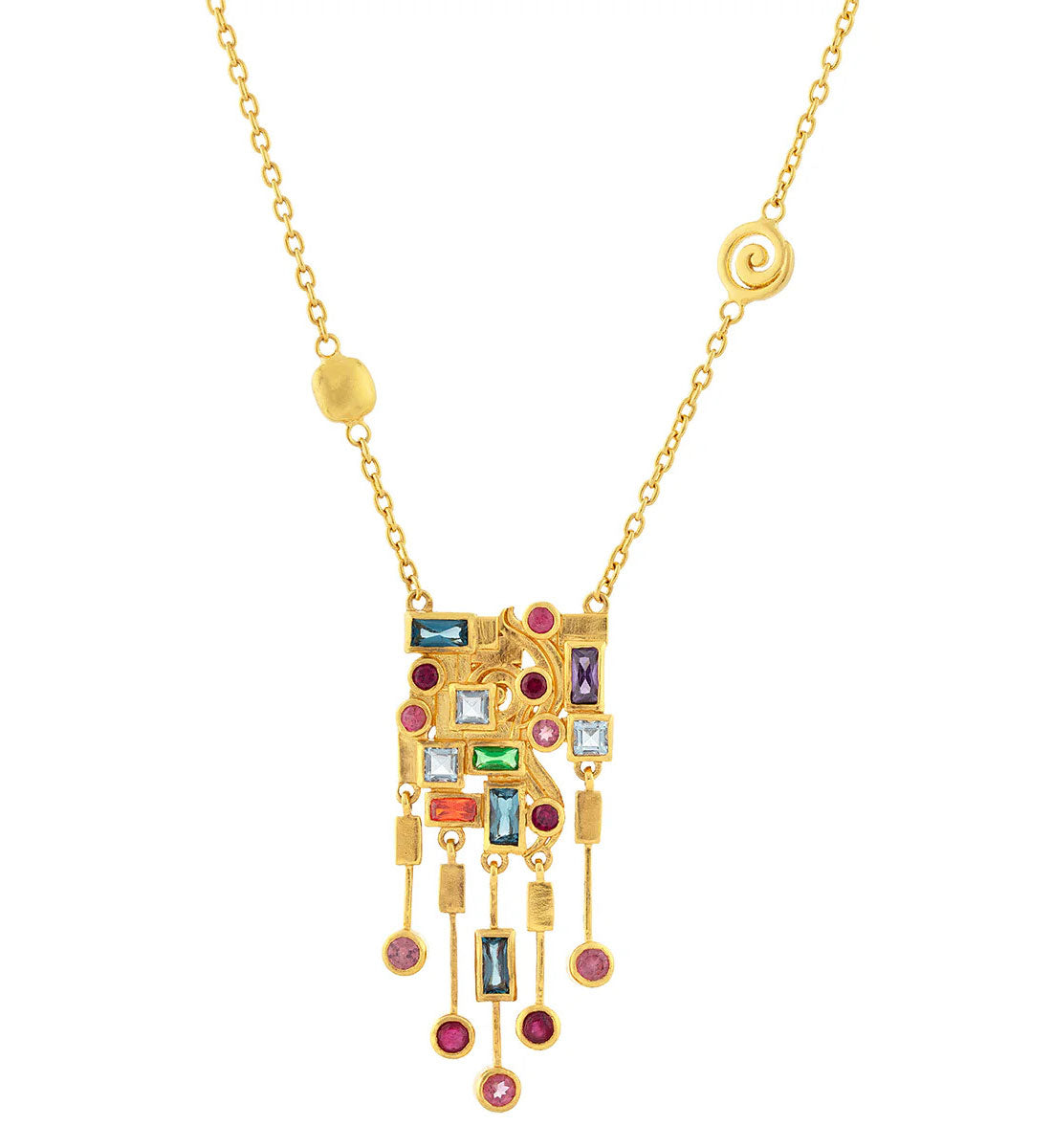 Gurhan "Embrace" Mixed Stones Pendant Necklace, Large with Drops