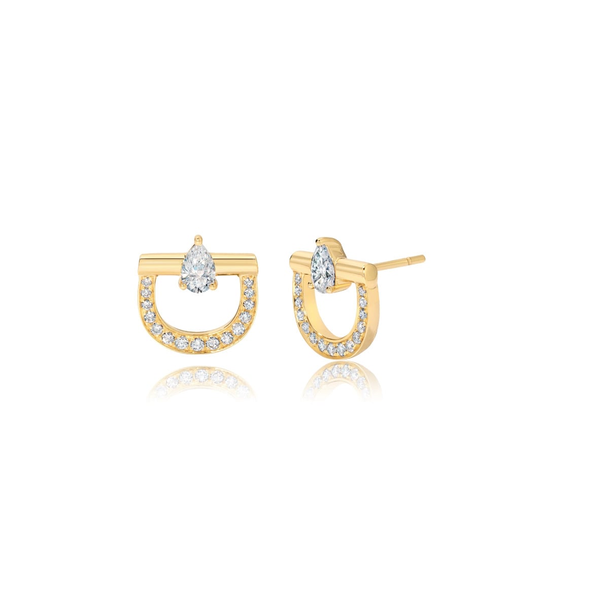 Graziela Gems Diamond Stirrup Stud Earrings in 18kt Yellow Gold
