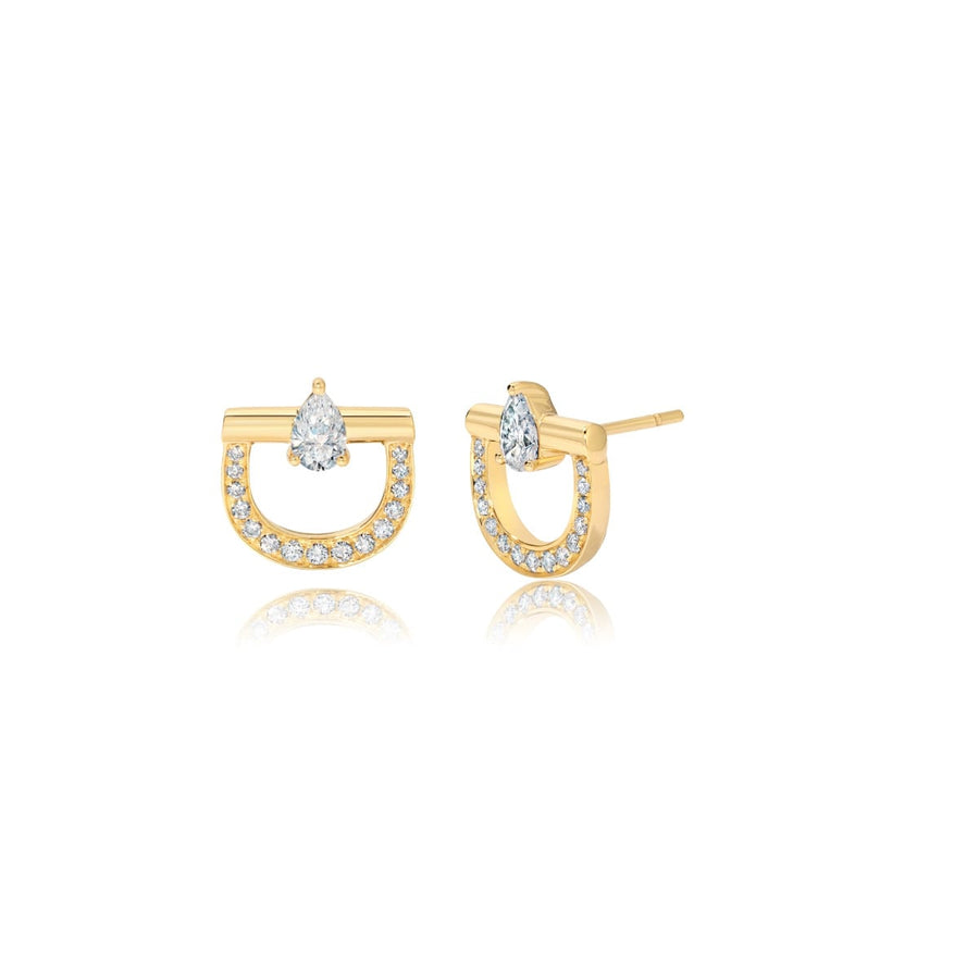 Graziela Gems Diamond Stirrup Stud Earrings in 18kt Yellow Gold