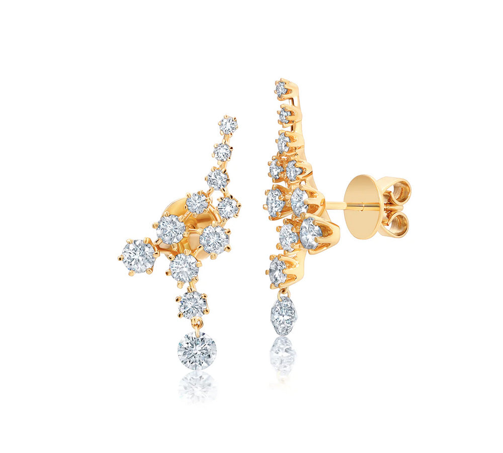 Graziela Gems Floating Diamond Ear Climbers in 18kt Yellow Gold