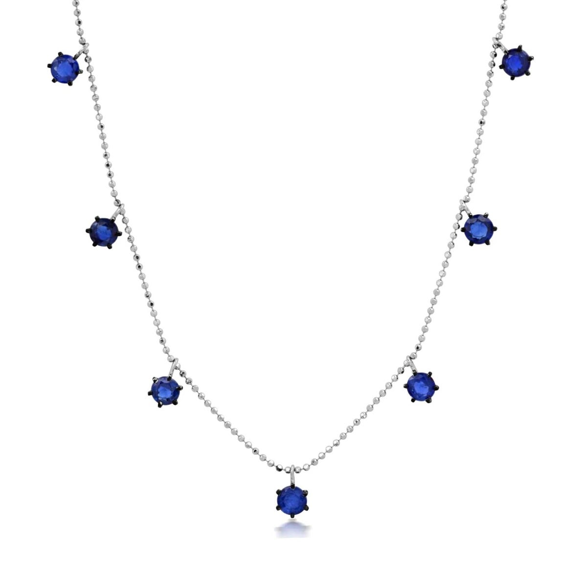 Graziela Gems Floating Blue Sapphire Necklace in 18kt White Gold