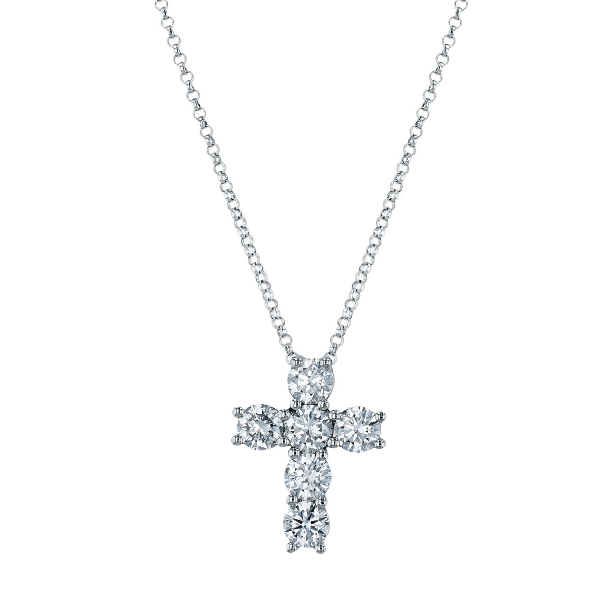 Louis Anthony Jewelers Diamond Cross Pendant 16" Necklace in 18kt White Gold