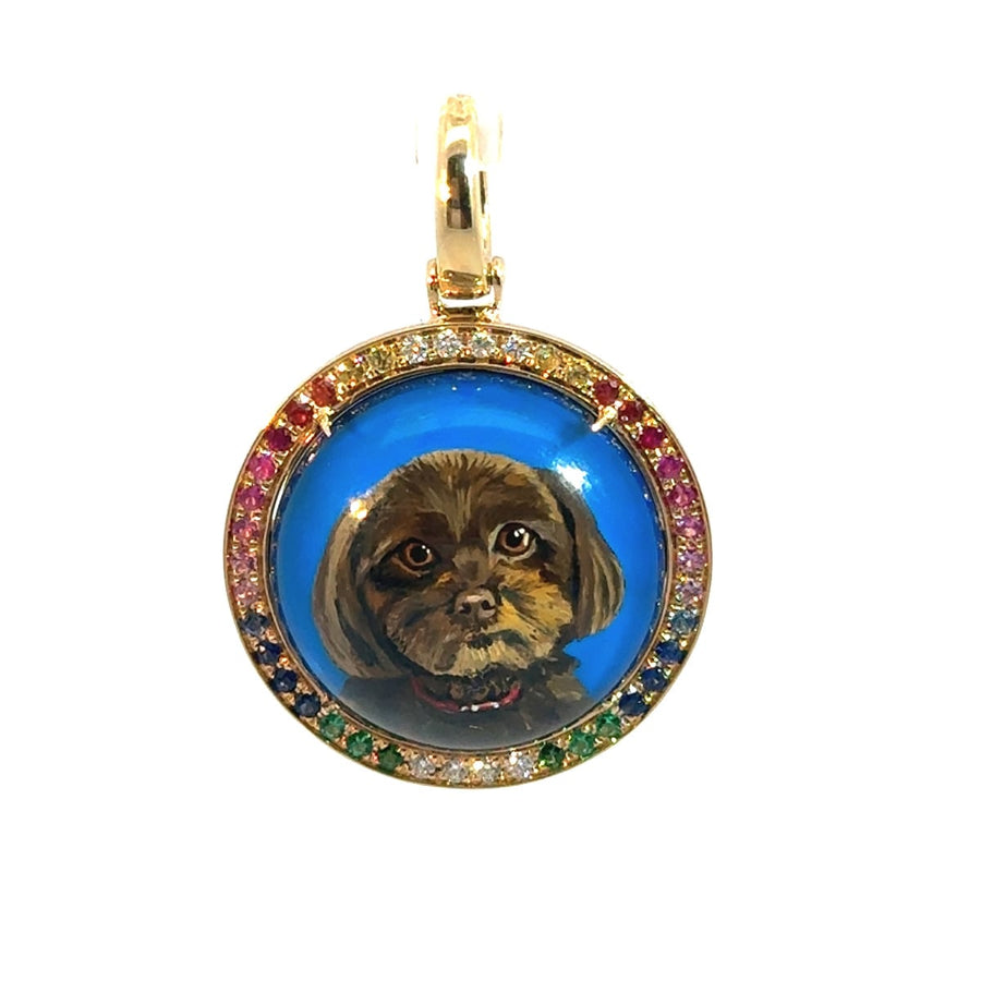 Francesca Villa Sample Being Furry Round Pendant – Custom Pet Portrait
