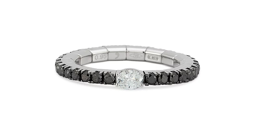 Roberto Demeglio "Extensible" White & Black Diamond 18kt White Gold Stretch Ring