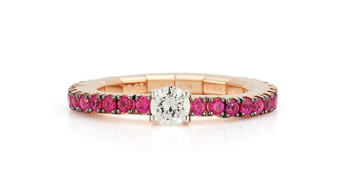 Roberto Demeglio "Extensible" Diamond & Ruby 18kt Rose Gold Stretch Ring