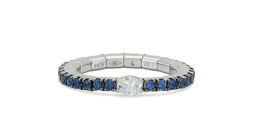 Roberto Demeglio "Extensible" White & Blue Sapphire & Diamond 18kt White Gold Stretch Ring