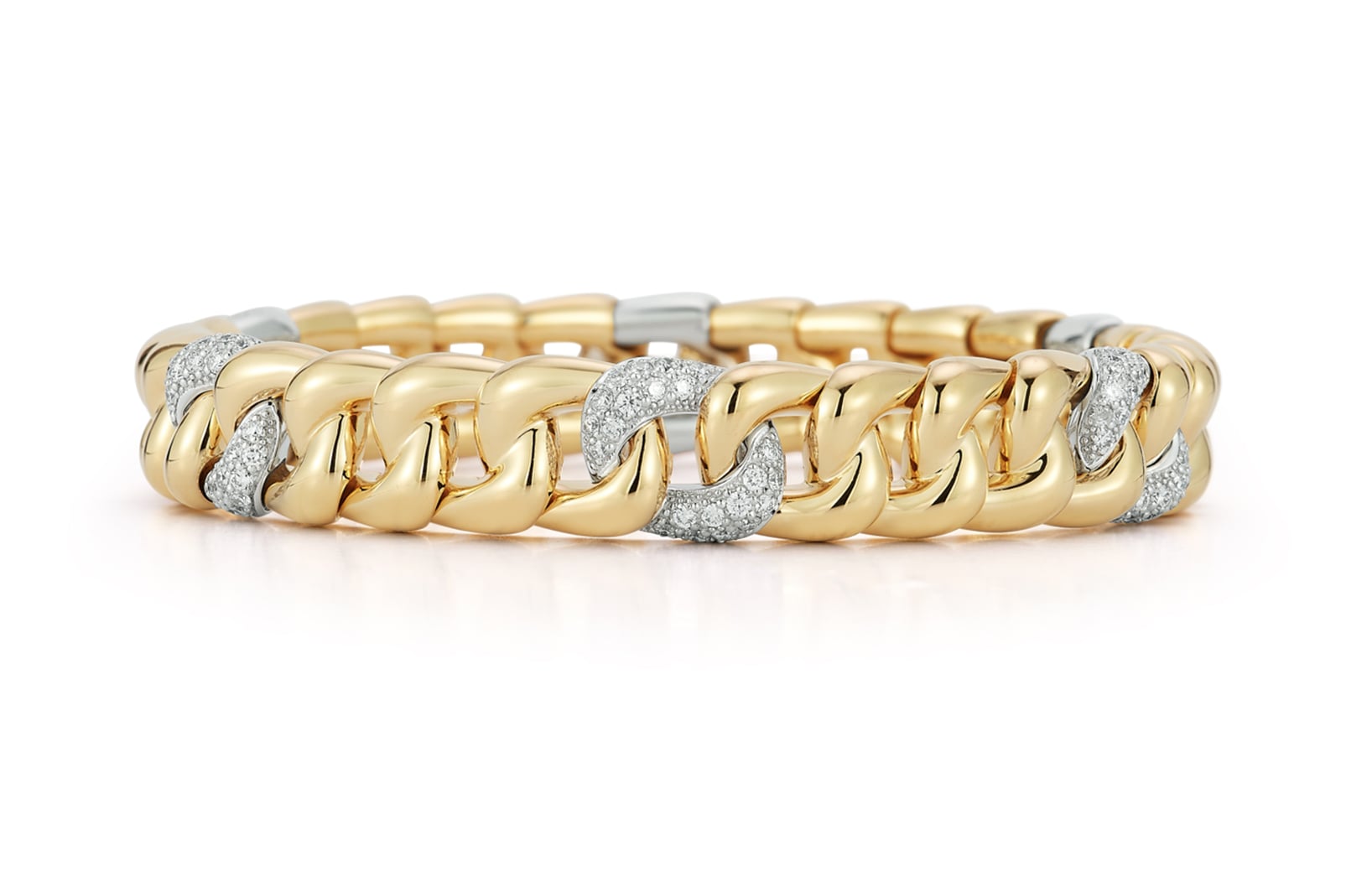 Roberto Demeglio 18kt Yellow Gold Groumette Diamond Link Bracelet