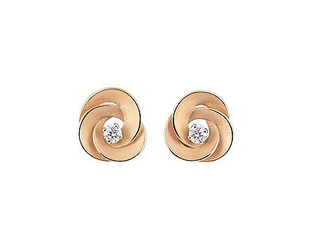"Desert Rose" 18kt Orange Apricot Gold Diamond Stud Earrings