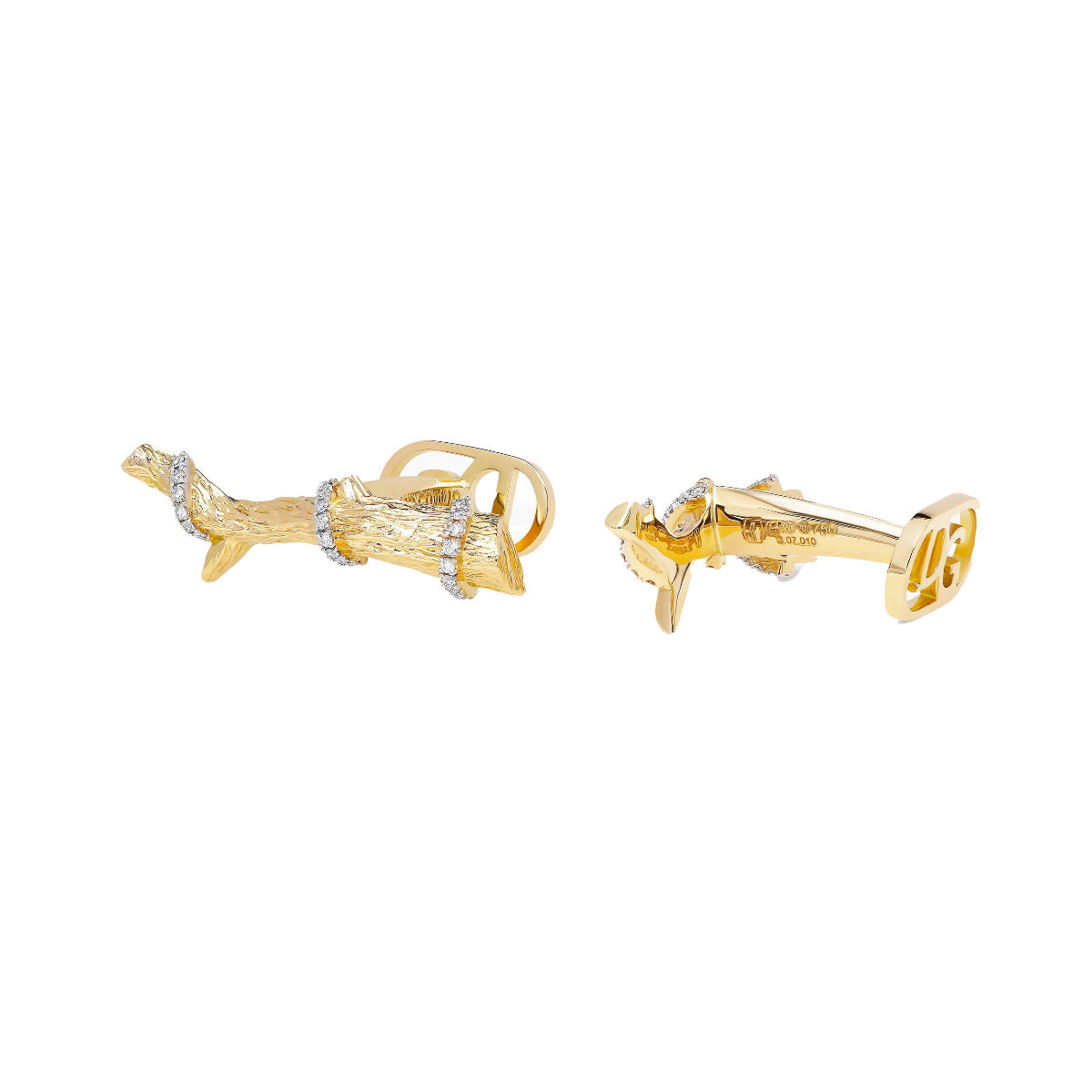 David Gotlib "Knock on Wood" Round Diamond Cufflinks in 18kt Yellow Gold