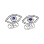 "Lucky Eye" Diamond & Sapphire Cufflinks in 18kt White Gold
