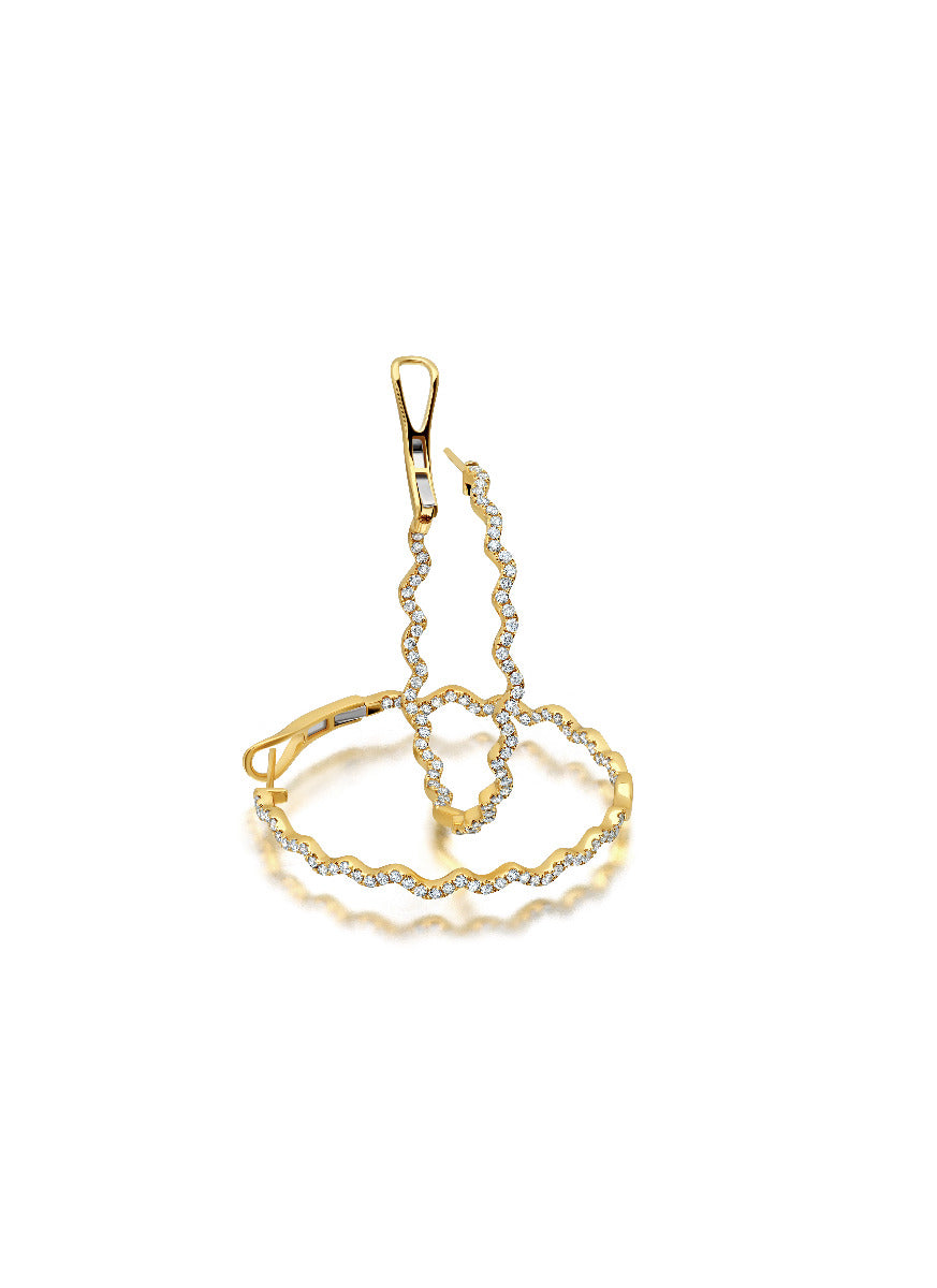 Graziela Gems Rio Diamond Inside Outside Hoop Earrings in 18kt Yellow Gold
